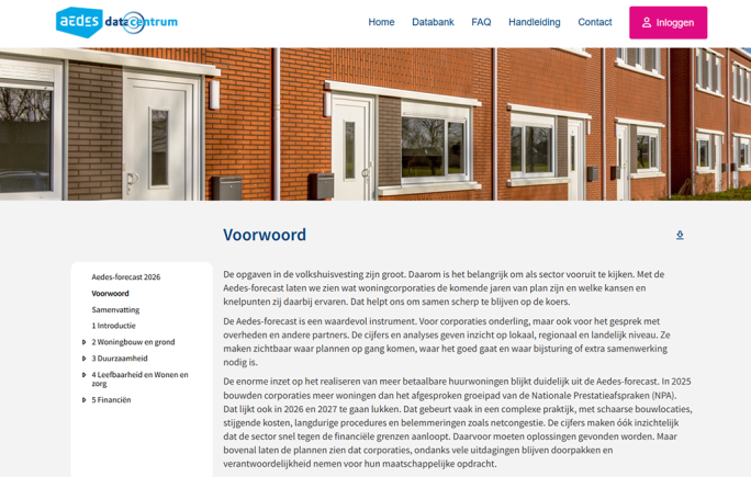 Pagina Aedes-forecast in het datacentrum