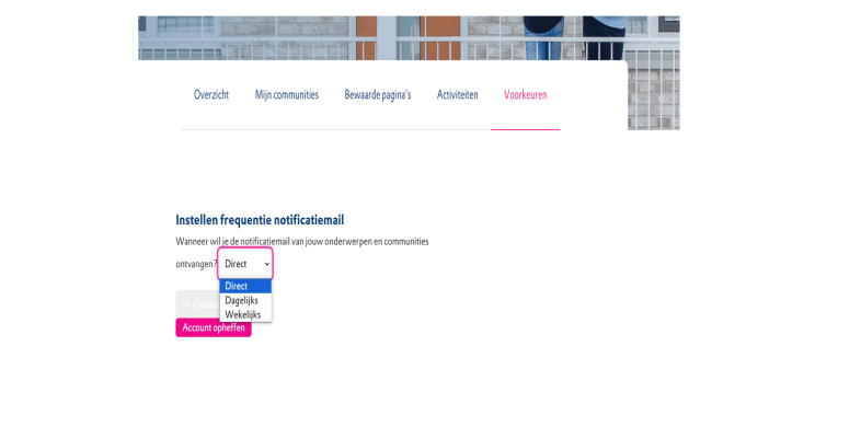 Screenshot instellen notificatiemail